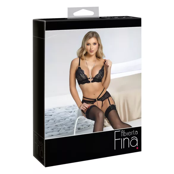 Abierta Fina - set reggiseno aperto in pizzo (nero)
