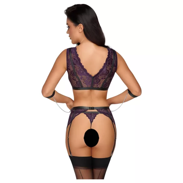 Cottelli Bondage - Set intimo e manette (nero-viola) - L
