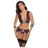 Cottelli Bondage - Set lingerie e manette (nero-viola) - L