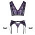 Cottelli Bondage - Set lingerie e manette (nero-viola) - XL