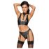 Cottelli Bondage - Set reggiseno lucido con manette (nero)