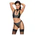 Cottelli Bondage - set reggiseno lucido con manette (nero)