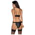 Cottelli Bondage - Set reggiseno lucido con manette (nero)