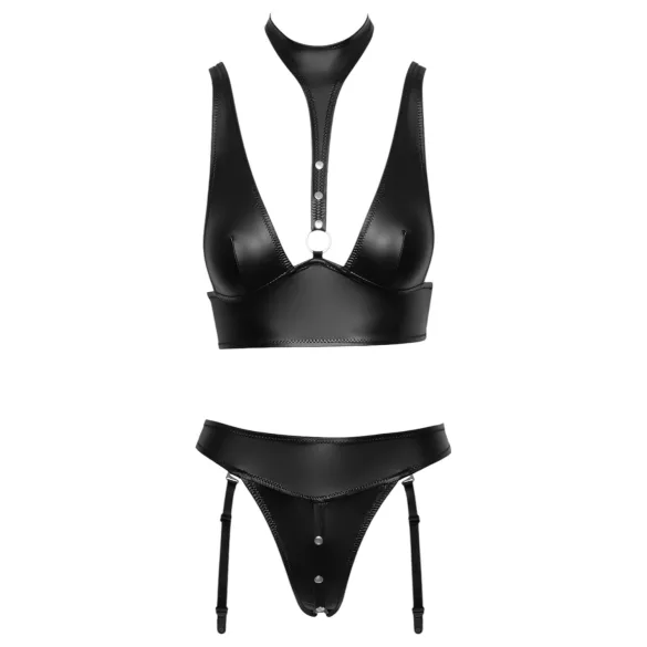 Cottelli Bondage - set reggiseno lucido con manette (nero)