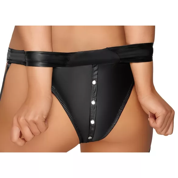 Cottelli Bondage - set reggiseno lucido con manette (nero)