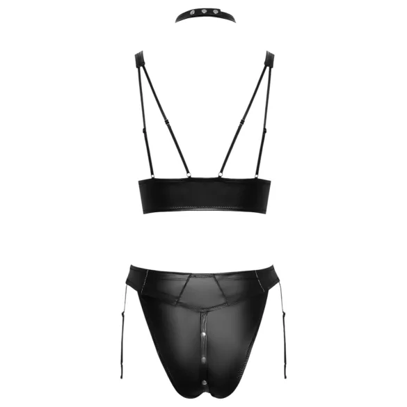 Cottelli Bondage - set reggiseno lucido con manette (nero) - M