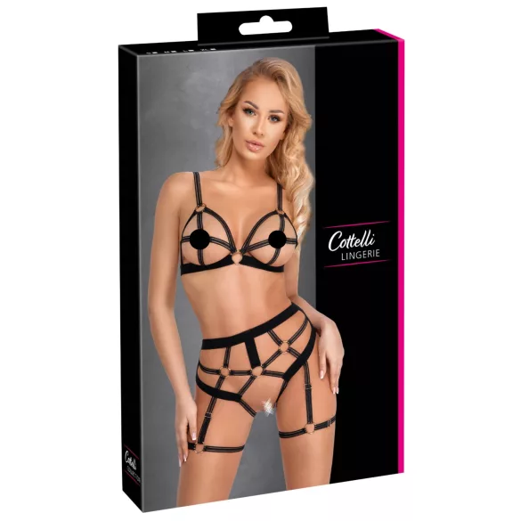 Cottelli - set body harness donna due pezzi - nero