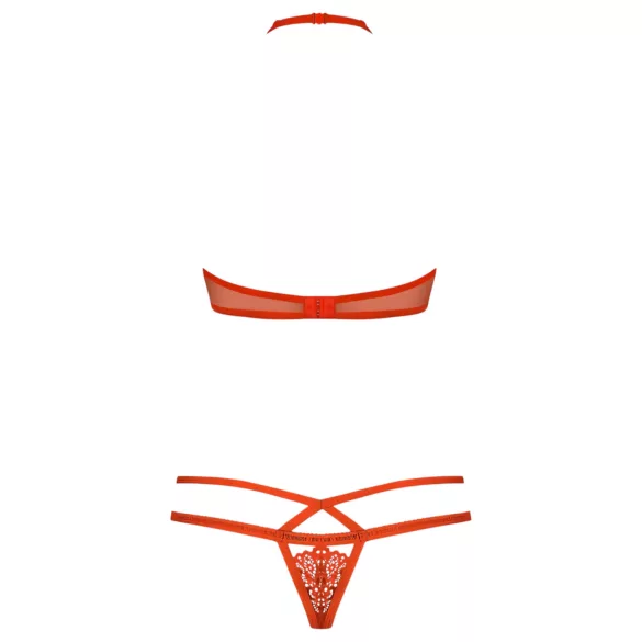 Obsessive - completo intimo con reggiseno in pizzo con cinturini - rosso - L/XL