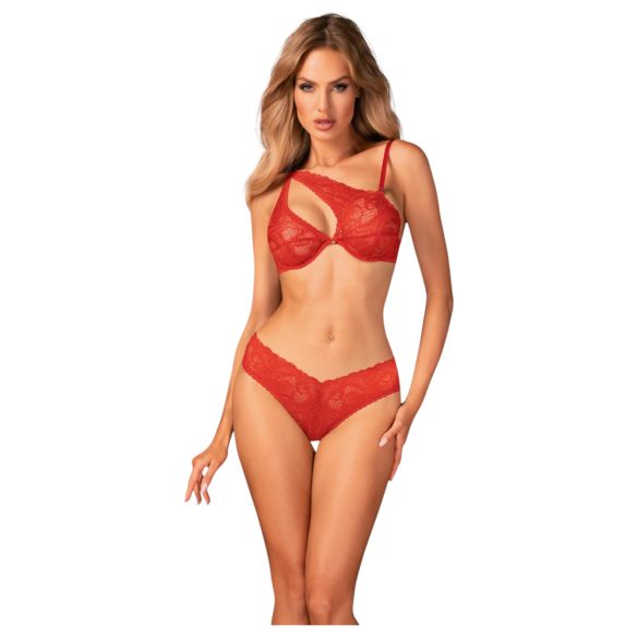 Obsessive Atenica - Set lingerie incrociato (rosso)