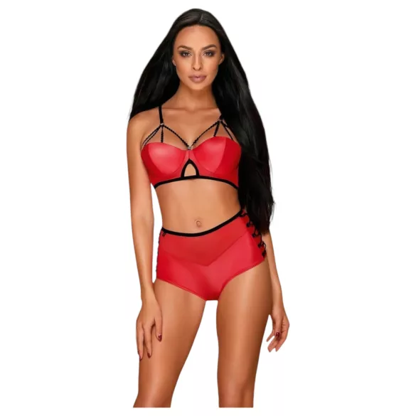 Obsessive Leatheria - completo reggiseno effetto pelle (rosso) - S/M