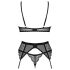 Obsessive Chemeris - set reggiseno con giarrettiera (nero)