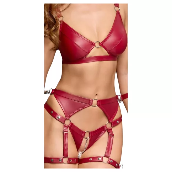 Cottelli Bondage - Set bras lucido e manette (rosso)