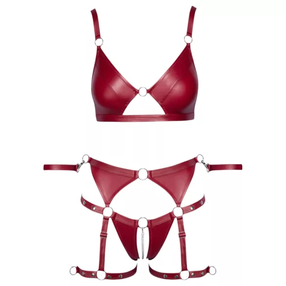 Cottelli Bondage - Set bras lucido e manette (rosso)