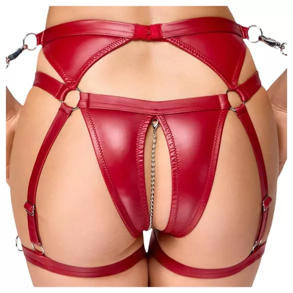 Cottelli Bondage - Set bras lucido e manette (rosso) - M