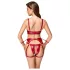 Cottelli Bondage - Set bras lucido e manette (rosso) - L