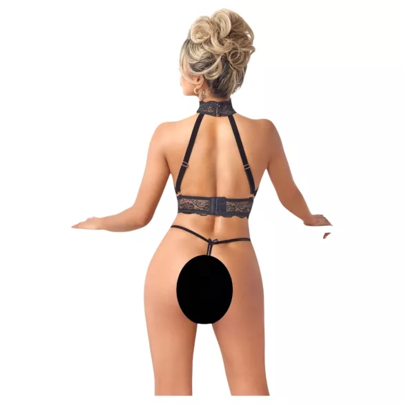 Abierta Fina - completo intimo aperto con catene - nero