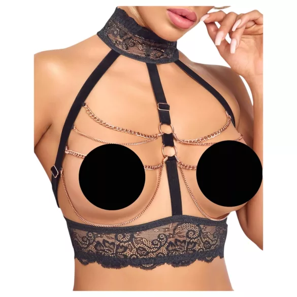 Abierta Fina - completo intimo aperto con catene - nero - M