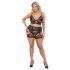 Cottelli Curves - set reggiseno e slip pizzo con inserti effetto pelle - nero