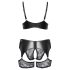 Cottelli Curves - set reggiseno e slip pizzo con inserti effetto pelle - nero