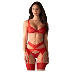   Obsessive Cupid Desir - completo intimo in pizzo - rosso - L/XL