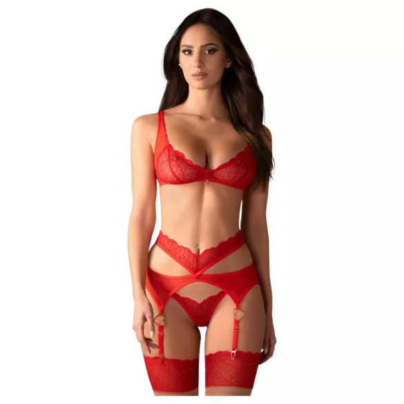 Obsessive Cupid Desir - completo intimo in pizzo - rosso - L/XL