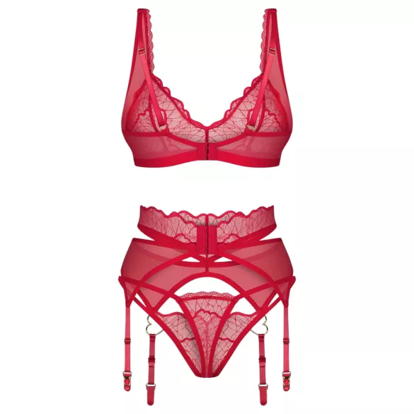Obsessive Cupid Desir - completo intimo in pizzo - rosso - L/XL
