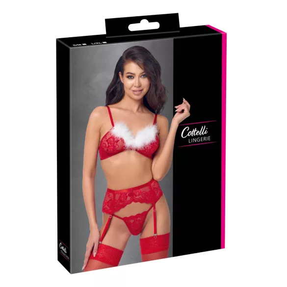 Cottelli - completo intimo natalizio in pizzo - rosso