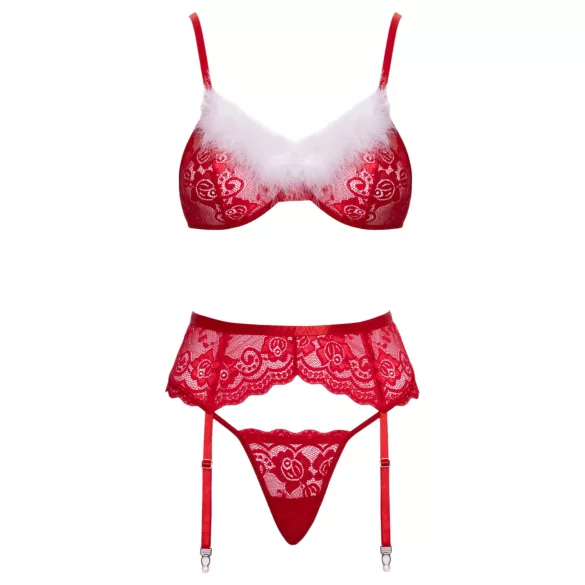 Cottelli - completo intimo natalizio in pizzo - rosso