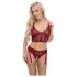 Cottelli - completo a due pezzi in pizzo con reggicalze (rosso) - L