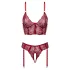 Cottelli - completo a due pezzi in pizzo con reggicalze (rosso) - L