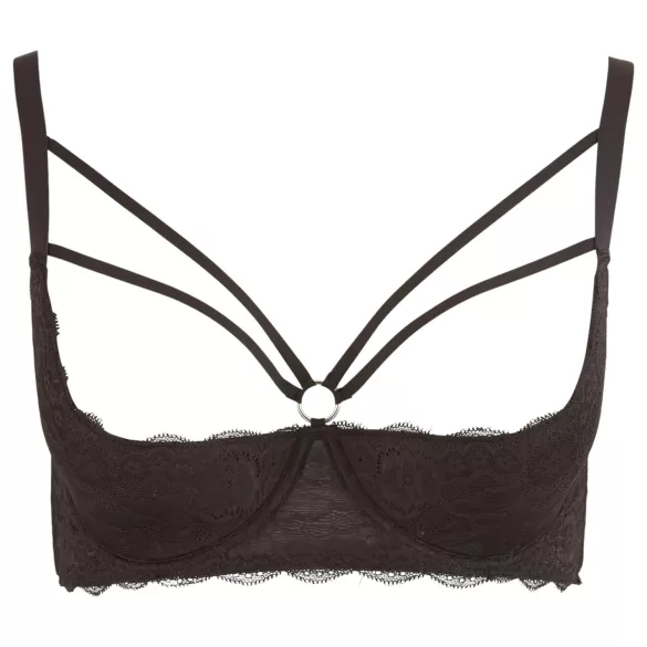 Cottelli Plus Size - reggiseno sollevaseno con spalline e anelli - nero