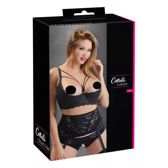 Cottelli Plus Size - reggiseno sollevaseno con spalline e anelli - nero - 95E