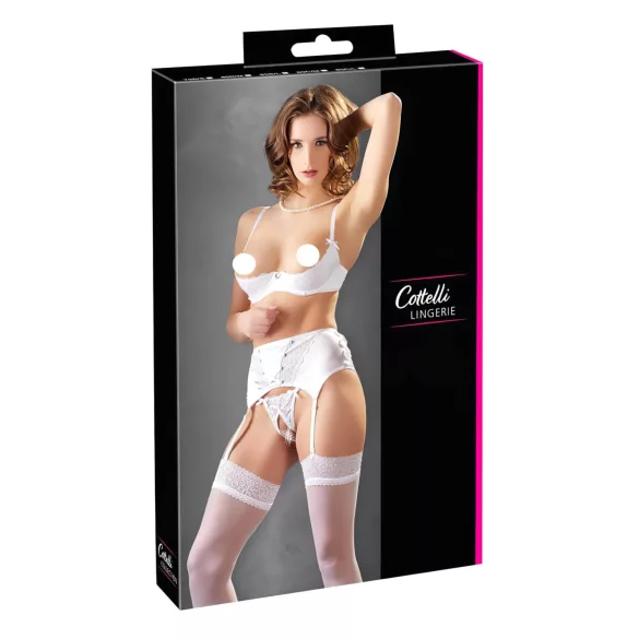 Cottelli - reggiseno sollevatore con lacci e pizzo - bianco - 80B/M