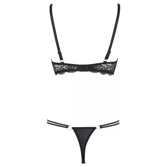 Cottelli - reggiseno aperto con anelli e tanga - nero - 85C/L