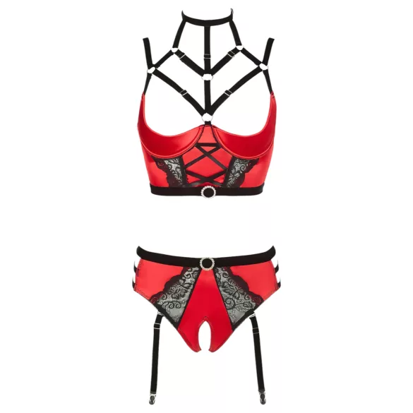 Set Reggiseno Aperto - Anelli (Rosso) - 80B/M