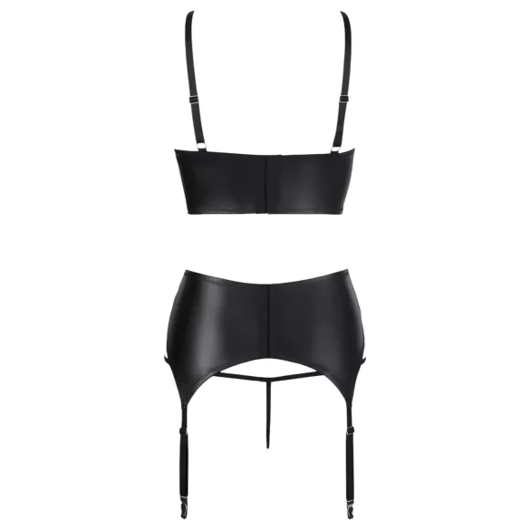 Abierta Fina - completo intimo con pizzo e cinturini - nero