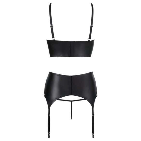 Abierta Fina - completo intimo con pizzo e cinturini - nero - 80C/M