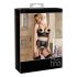 Abierta Fina - scintillante set lingerie in pizzo con cinghie (nero) - 85C/L