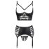 Abierta Fina - scintillante set lingerie in pizzo con cinghie (nero) - 85C/L