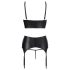 Abierta Fina - scintillante set lingerie in pizzo con cinghie (nero) - 85C/L