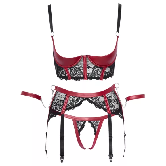 Cottelli Bondage - reggiseno aperto con pizzo - rosso - M