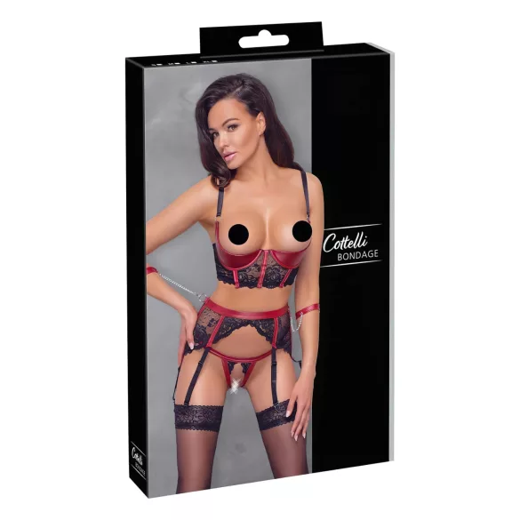 Cottelli Bondage - reggiseno aperto con pizzo - rosso - L