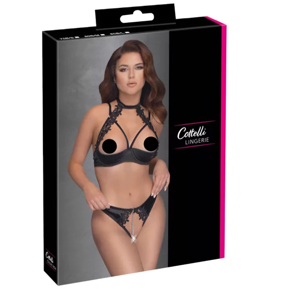 Cottelli - reggiseno con pizzo e collarino - set intimo nero - 85B/L