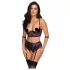 Cottelli Bondage - set reggiseno e manette per le braccia (nero-viola)