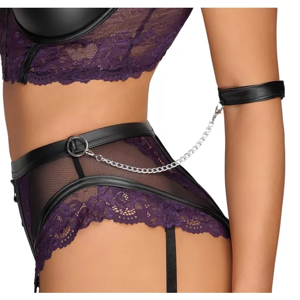 Cottelli Bondage - set reggiseno e manette per le braccia (nero-viola)