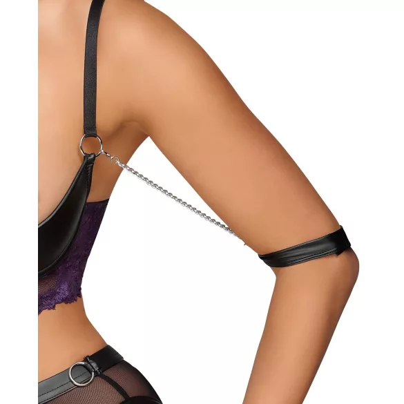 Cottelli Bondage - set reggiseno e manette per le braccia (nero-viola)