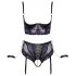 Cottelli Bondage - set reggiseno e manette per le braccia (nero-viola)