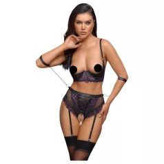   Cottelli Bondage - set reggiseno e manette per le braccia (nero-viola) - M