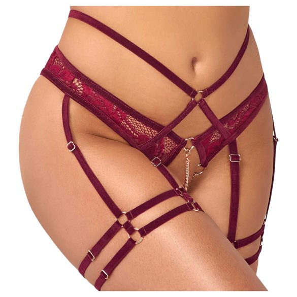 Abierta Fina - reggiseno a catena con slip - rosso - M