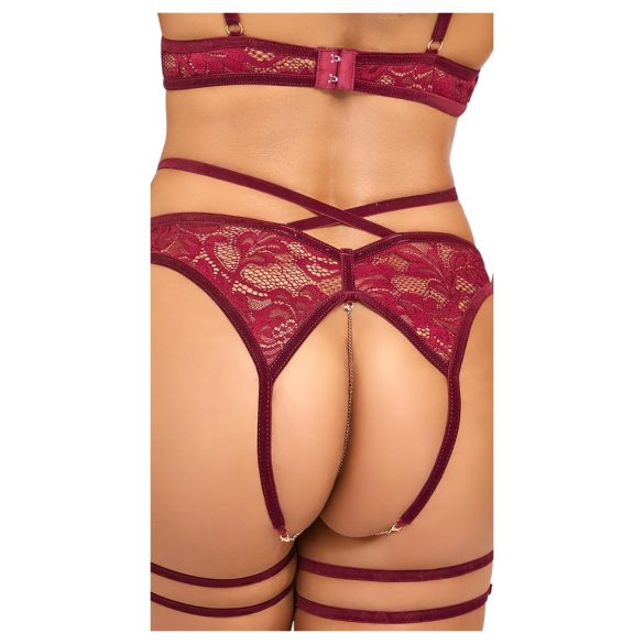 Abierta Fina - reggiseno a catena con slip - rosso - M